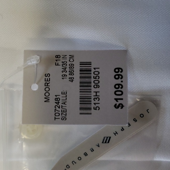 NWT Joseph Abboud, White Dress Shirt, 100% Egyptian Cotton - Picture 2 of 3